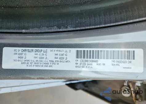 2012 Chrysler 200 Lx z USA, uszkodzony, nr VIN 1C3CCBAB1CN304403